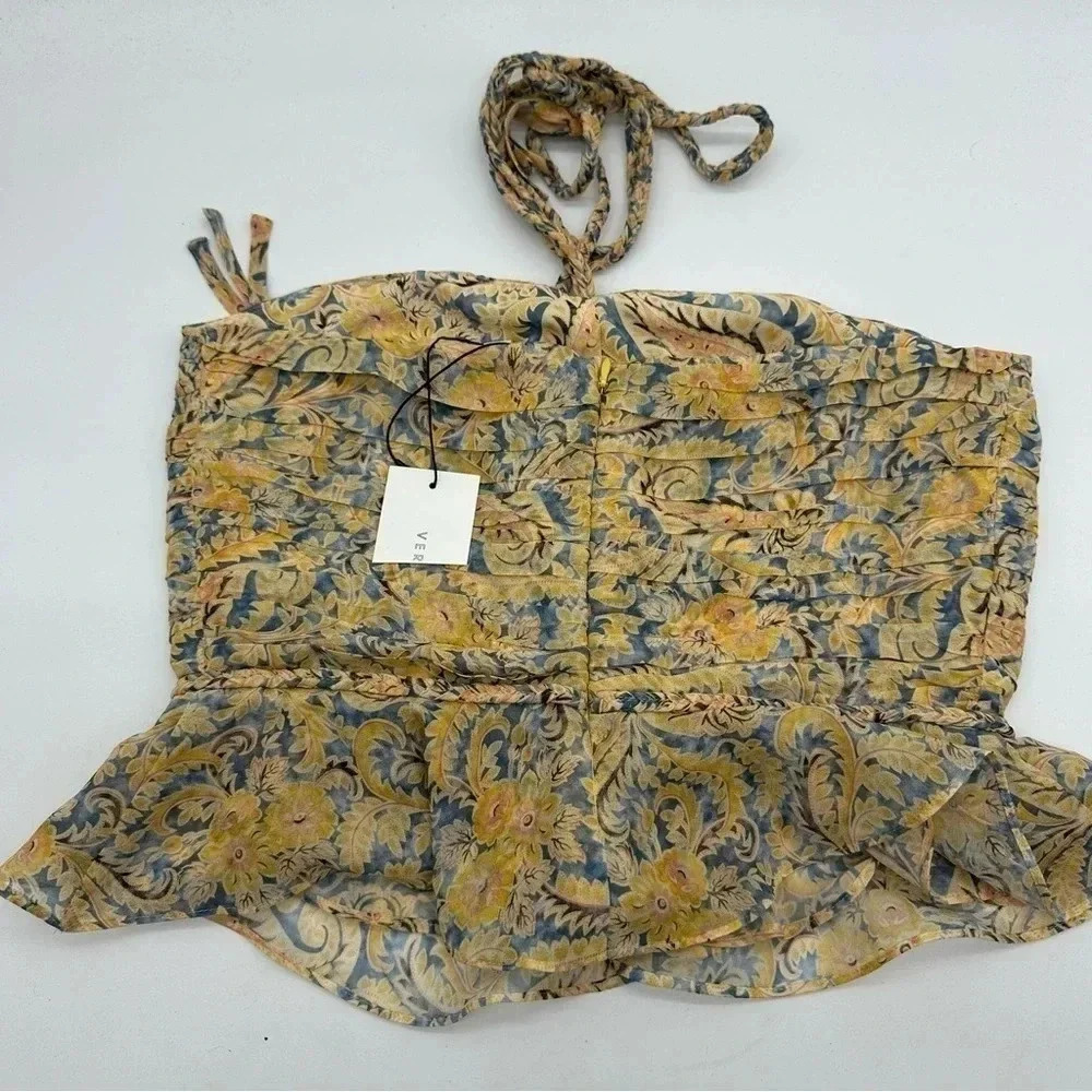 VERONICA BEARD Arienne Gathered Halterneck Top size 00 B992 - Picture 8 of 10